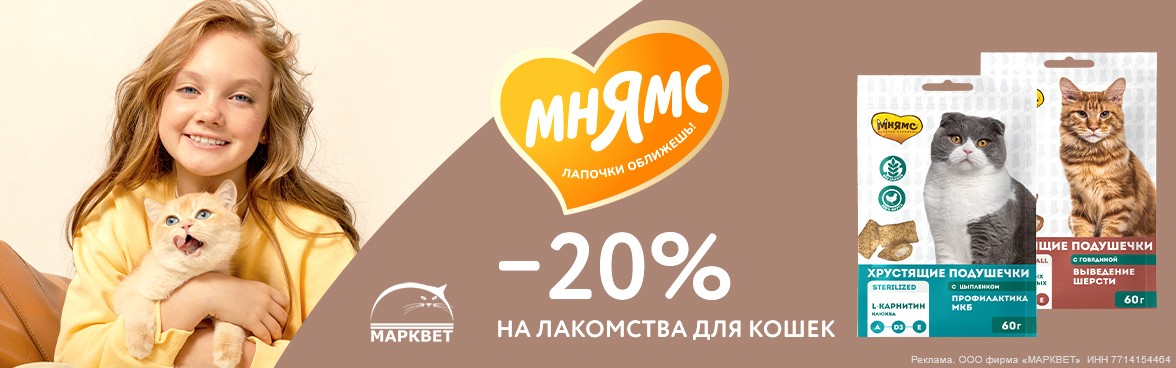 МНЯМС лакомства-подушечки для кошек - 20%__07.2024