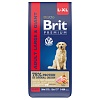 Брит Премиум ЭДАЛТ ЛАДЖ сухой корм для собак крупных пород, с курицей, 15кг, BRIT Premium Adult Large+XL 
