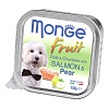 Монж ФРУТ влажный корм для собак, паштет с кусочками лосося и грушей, 100г, MONGE Fruit