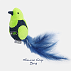 Игрушка для кошек ПТИЧКА со звуковым чипом  и перьями, 19см, зеленая, 7054, JOYSER